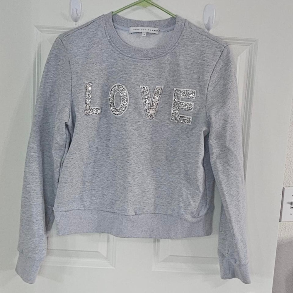 Endless Rose gray embellished LOVE sweatshirt size S
